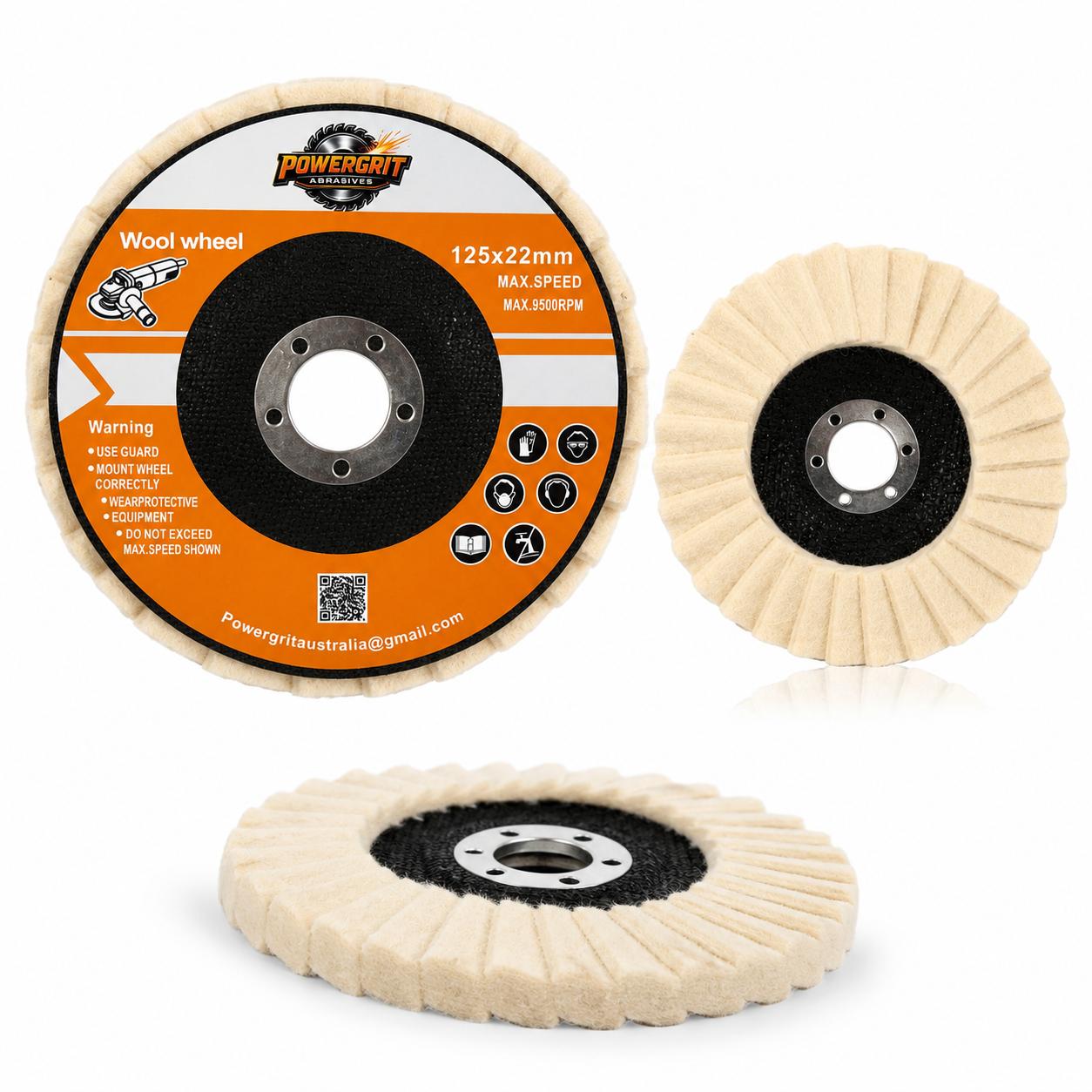 125mm Wool Polishing Wheel Buffing Pads Flap Felt Disc for Angle Grinder Powergrit Abrasives