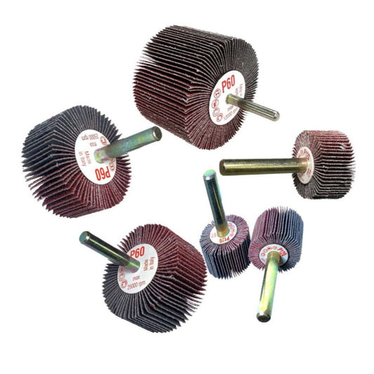 Flap Wheels with shaft in aluminum oxide Abrasive Cloth Powergrit Abrasives